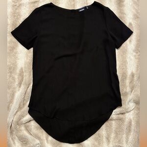 tildon chiffon scoop neck high low blouse nwot black